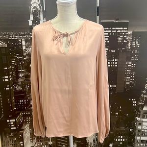 Bobi Bobi Black Los Angeles tie neck blouse light pink mauve size small